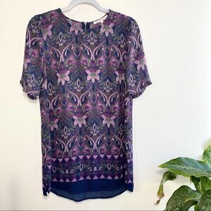 Daniel Rainn purple boho short sleeve blouse small